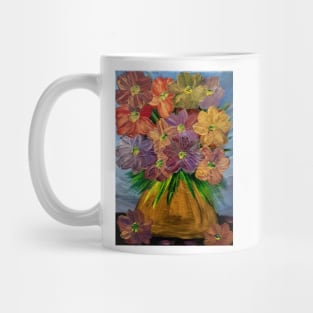 Some abstract flowers with some gold metallic paint mixed in to make a cool effect . Mug